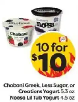 Weis Markets Chobani Greek, Less Sugar, or Creations Yogurt offer