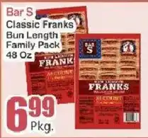 Bar S classic franks bun length family pack