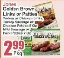 Key Food Jones Golden Brown Links or Patties offer