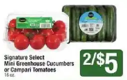 Star Market Signature Select Mini Greenhouse Cucumbers or Campari Tomatoes offer