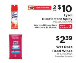 ShopRite Lysol Disinfectant Spray offer