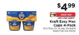 ShopRite Kraft Easy Mac Cups 4-Pack offer