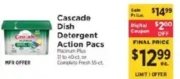 ShopRite Cascade dish detergent action pacs offer