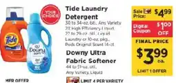 ShopRite Tide Laundry Detergent or Downy Ultra fabric Softener offer