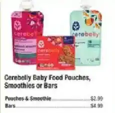 Star Market Cerebelly baby food pouches, smoothies or bars offer