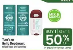 Star Market Tom's or Hello Deodorant offer
