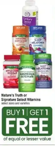 Star Market Nature's Truth or Signature Select Vitamins offer