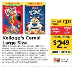 ShopRite Kellogg's Cereal Large Size offer
