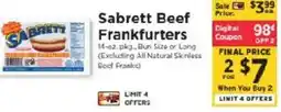 ShopRite Sabrett Beef Frankfurters offer
