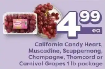 Weis Markets California candy heart muscadine scuppernong champagne thomcord or carnival grapes offer