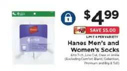 ShopRite Hanes Men's and Women's Socks offer