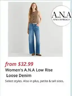 JC Penney Women's A.N.A Low Rise Loose Denim offer