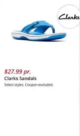 JC Penney Clarks Sandals offer