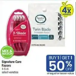 Star Market Signature Care Razors offer