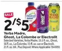 Stop&Shop Yerba Madre, Ghost, La Colombe or Electrolit offer