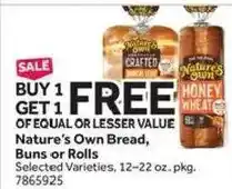 Stop&Shop Nature's Own Bread, Buns or Rolls offer