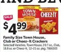 Stop&Shop Family Size Town House, Club or Cheez-It Crackers offer