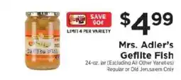 ShopRite Mrs. Adler's Gefilte Fish offer