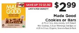 ShopRite Made Good Cookies or Bars offer
