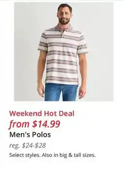 JC Penney Men's Polos offer