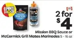 Weis Markets Mission BBQ Sauce or McCormick Grill Mates Marinades offer