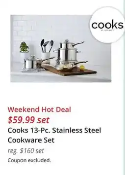 JC Penney Cooks 13-Pc. Stainless Steel Cookware Set offer