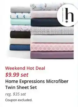 JC Penney Home Expressions Microfiber Twin Sheet Set offer
