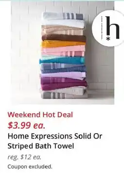 JC Penney Home Expressions Solid Or Striped Bath Towel offer