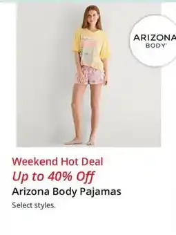JC Penney Arizona Body Pajamas offer