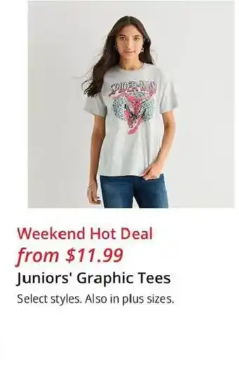 JC Penney Juniors' Graphic Tees offer