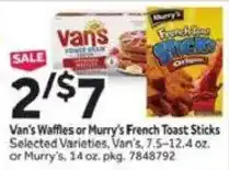 Stop&Shop Van's Waffles or Murry's French Toast Sticks offer