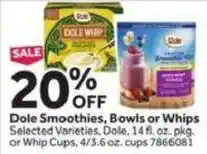 Stop&Shop Dole Smoothies, Bowls or Whips offer