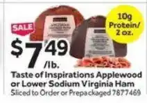 Stop&Shop Taste of Inspirations Applewood or Lower Sodium Virginia Ham offer