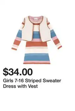 Belk Girls 7-16 Striped Sweater Dress with Vest offer