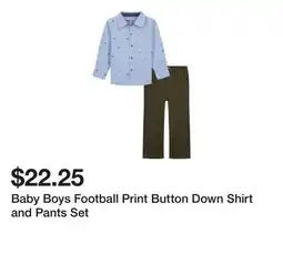 Belk Baby Boys Football Print Button Down Shirt and Pants Set offer