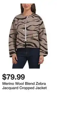 TJ Maxx Merino Wool Blend Zebra Jacquard Cropped Jacket offer