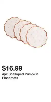 TJ Maxx 4pk Scalloped Pumpkin Placemats offer