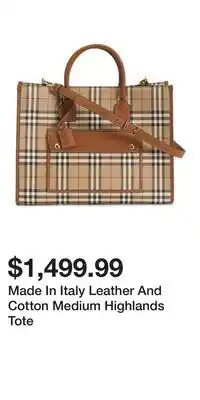 TJ Maxx Made In Italy Leather And Cotton Medium Highlands Tote offer