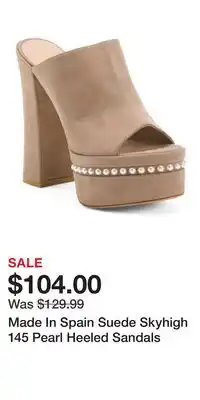 TJ Maxx Made In Spain Suede Skyhigh 145 Pearl Heeled Sandals offer