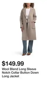 TJ Maxx Wool Blend Long Sleeve Notch Collar Button Down Long Jacket offer