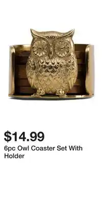 TJ Maxx 6pc Owl Coaster Set With Holder offer