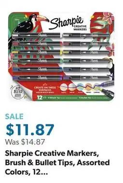 Sam's Club Sharpie Creative Markers, Brush & Bullet Tips, Assorted Colors, 12 Count offer