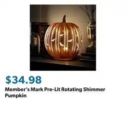 Sam's Club Member's Mark Pre-Lit Rotating Shimmer Pumpkin offer