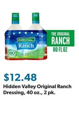 Sam's Club Hidden Valley Original Ranch Dressing, 40 oz., 2 pk offer