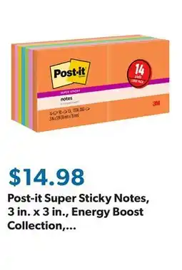 Sam's Club Post-it Super Sticky Notes, 3 in. x 3 in., Energy Boost Collection, 14 Pads/Pack offer