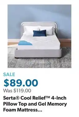 Sam's Club Serta Cool Relief 4-Inch Pillow Top and Gel Memory Foam Mattress Topper, Assorted Sizes offer