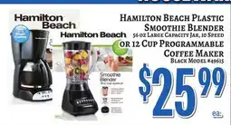 Trade Fair Supermarket HAMILTON BEACH PLASTIC SMOOTHIE BLENDER OR 12 CUP PROGRAMMABLE COFFEE MAKER offer