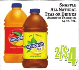 Trade Fair Supermarket SNAPPLE ALL NATURAL TEAS OR DRINKS offer