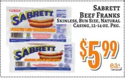 Trade Fair Supermarket SABRETT BEEF FRANKS offer