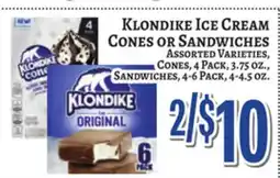 Trade Fair Supermarket Klondike Ice Cream Cones or Sandwiches offer